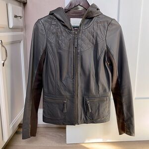 Hinge Hooded Leather Jacket